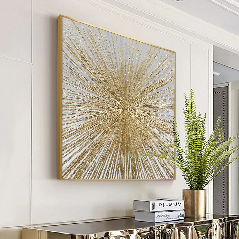 Luxurious 3D Textured Golden Sunlight Oil Painting