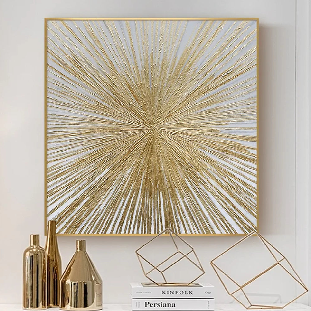 Luxurious 3D Textured Golden Sunlight Oil Painting