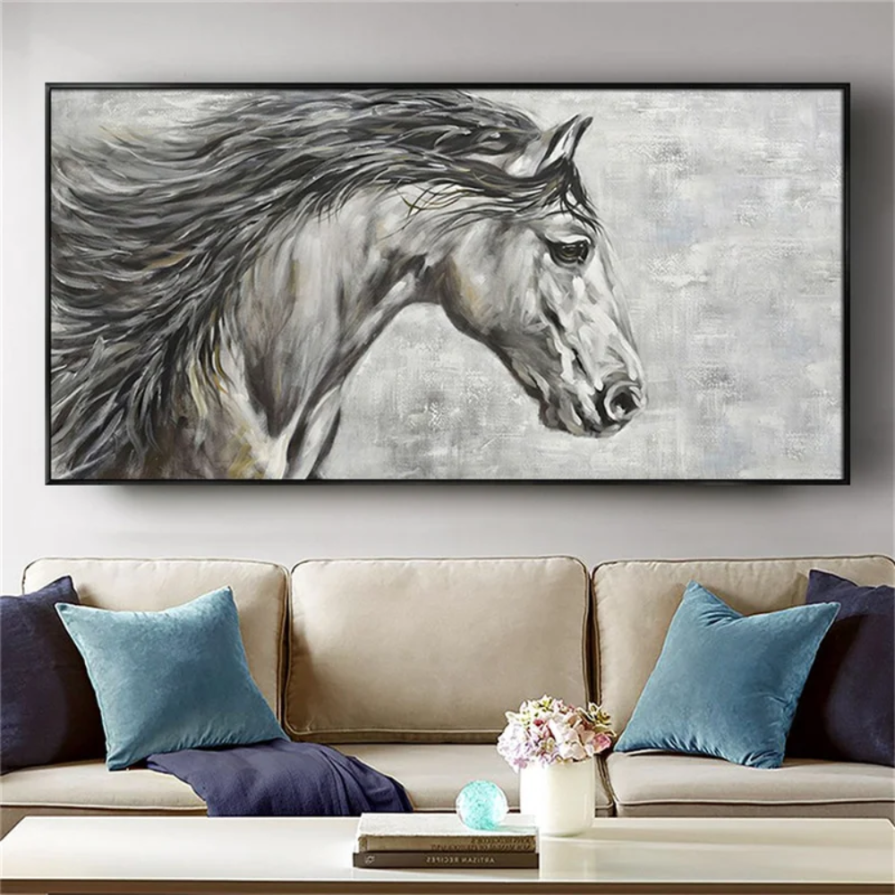 Modern Grey Horse Laminas Fine Art Animal Painting