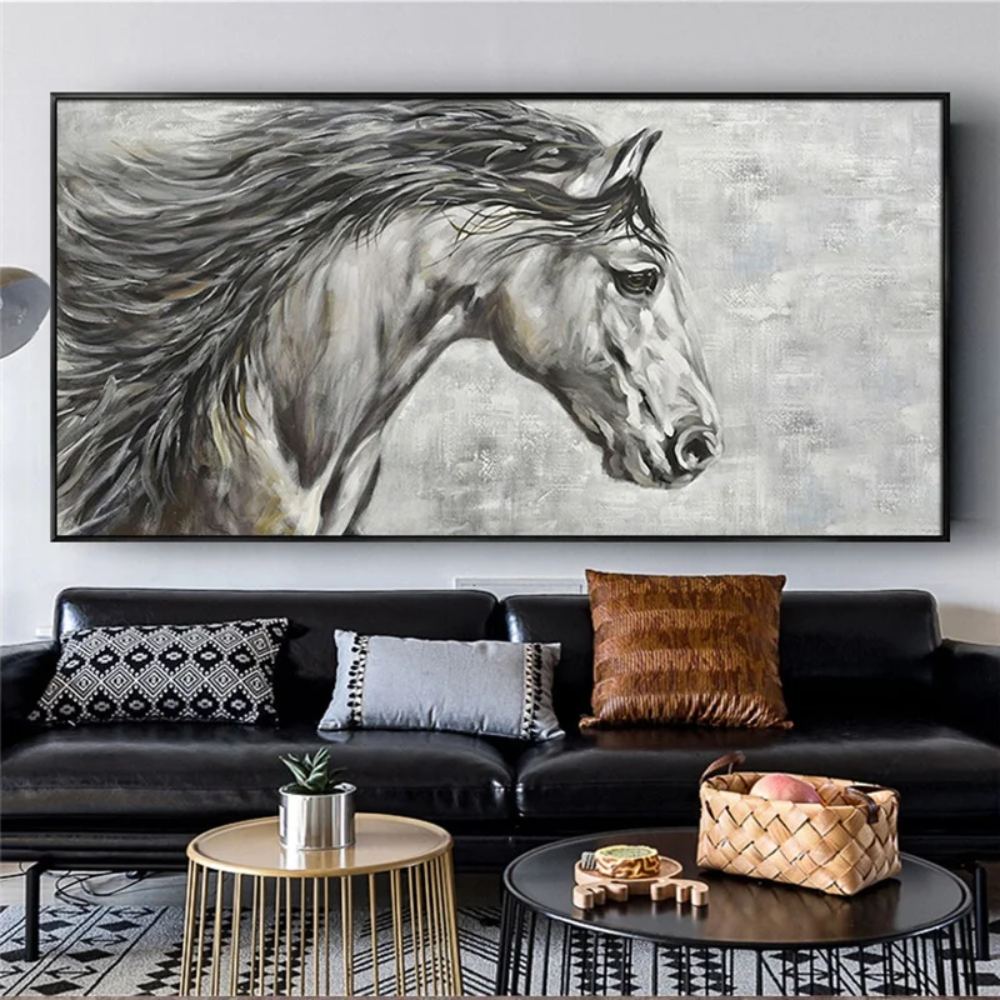 Modern Grey Horse Laminas Fine Art Animal Painting