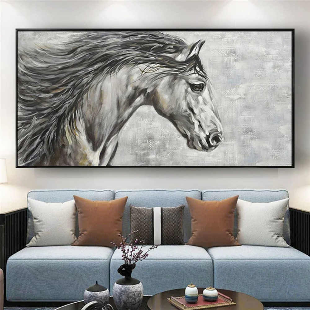 Modern Grey Horse Laminas Fine Art Animal Painting