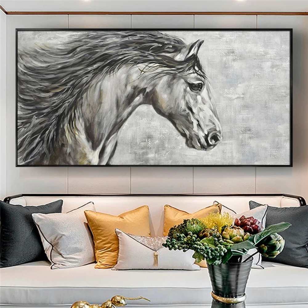 Modern Grey Horse Laminas Fine Art Animal Painting