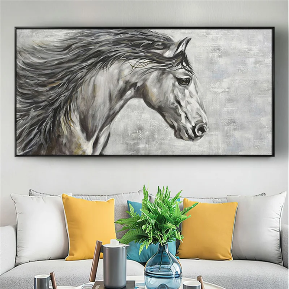 Modern Grey Horse Laminas Fine Art Animal Painting