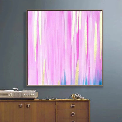 Acrylic Pink Gold Brushstrokes Abstract Oil Painting