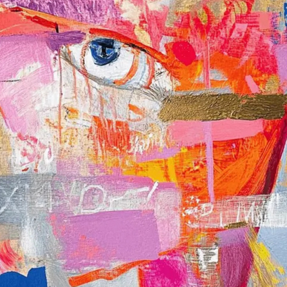 Abstract Eye Painting with Pink & Orange – Hand-Painted Modern Wall Art