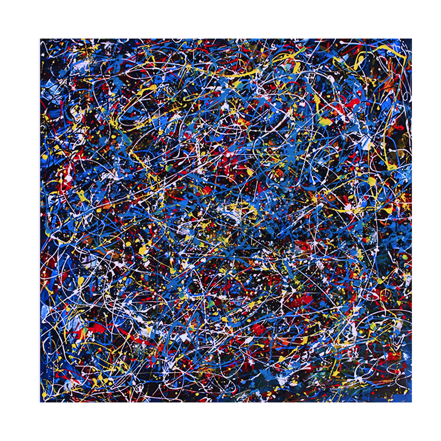 Blue Chaos Abstract Painting – Hand-Painted Pollock Style Canvas