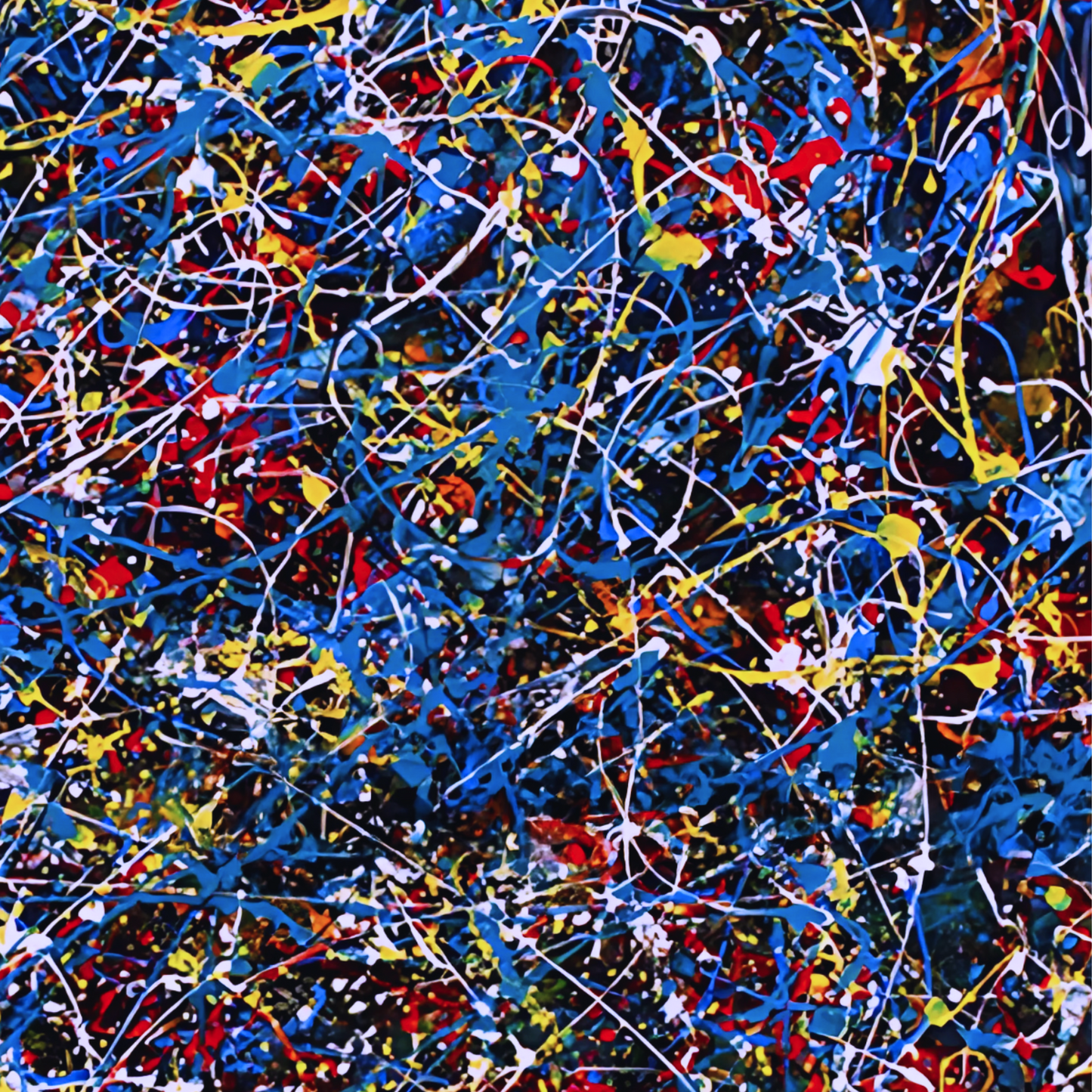 Blue Chaos Abstract Painting – Hand-Painted Pollock Style Canvas