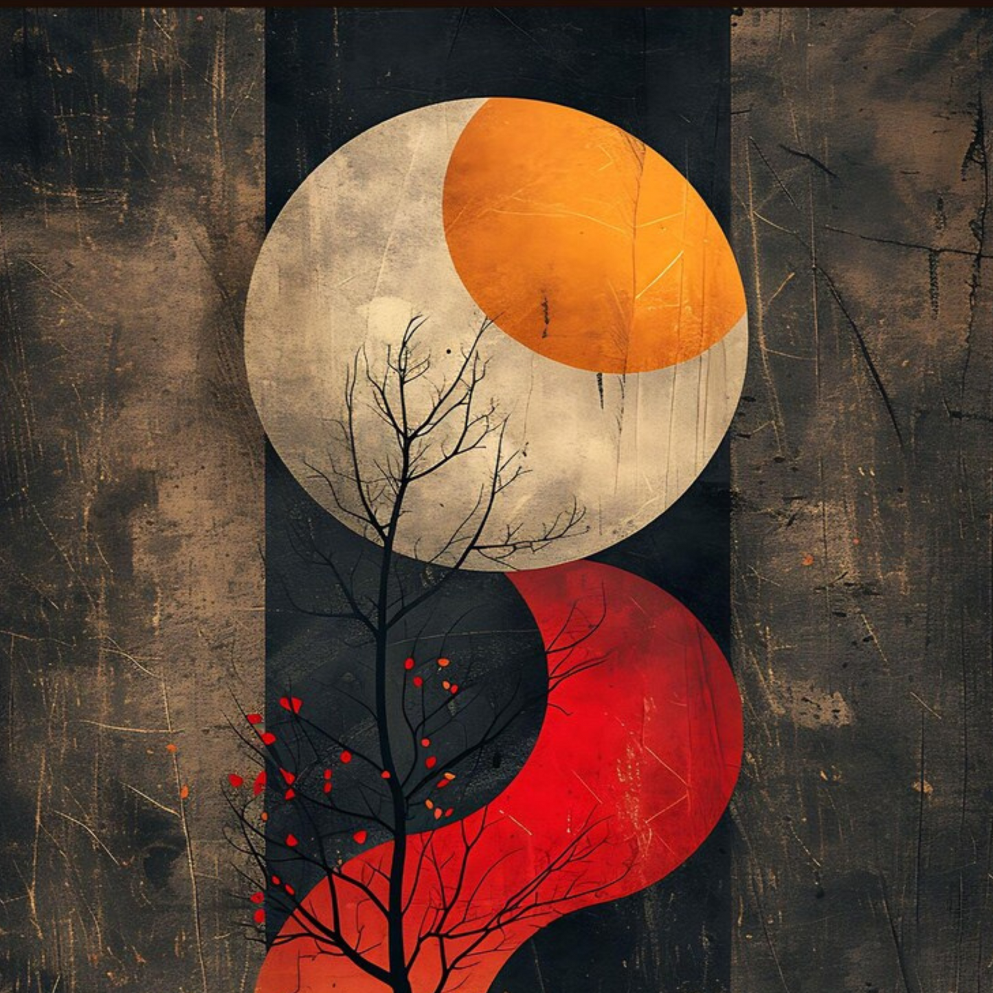 Yin Yang Moon & Sun Abstract Painting – Modern Hand-Painted Canvas