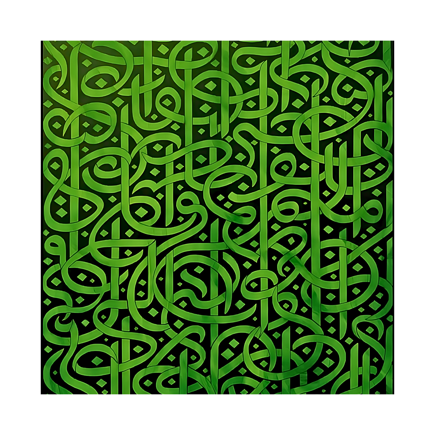 Persian Calligraphy Wall Art – Hand-Painted Green Emerald & Black Canvas