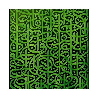 Persian Calligraphy Wall Art – Hand-Painted Green Emerald & Black Canvas
