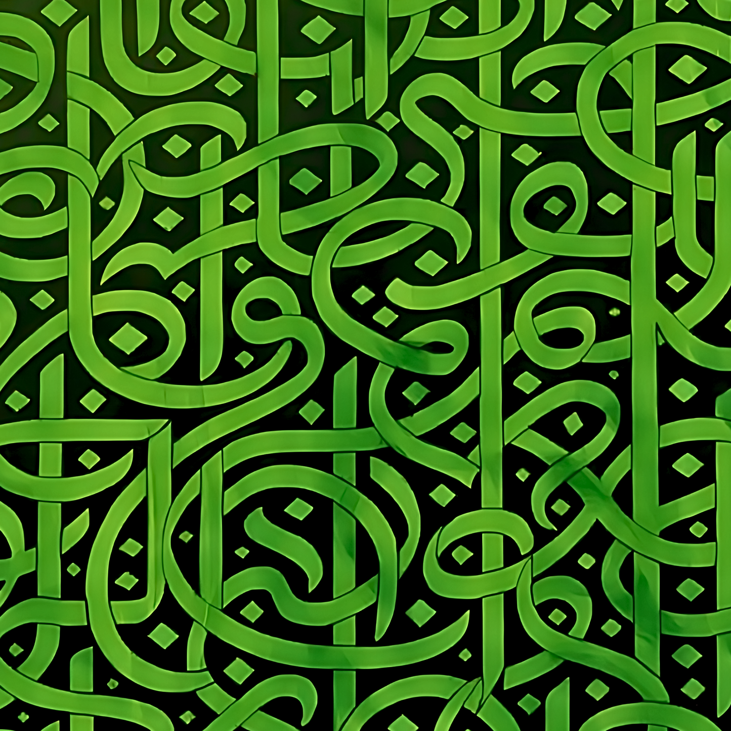 Persian Calligraphy Wall Art – Hand-Painted Green Emerald & Black Canvas