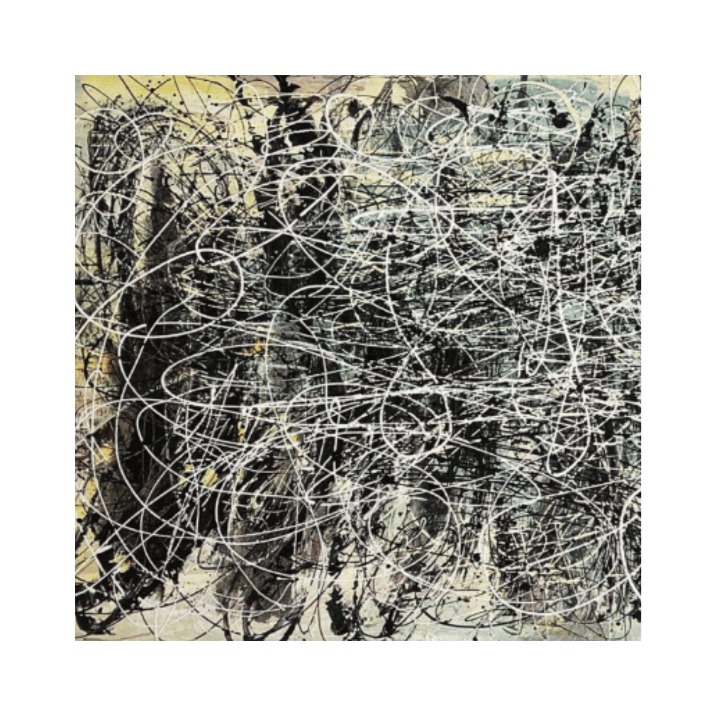 Pollock-Inspired Black & White Drip Painting – Hand-Painted Abstract Canvas Wall Art