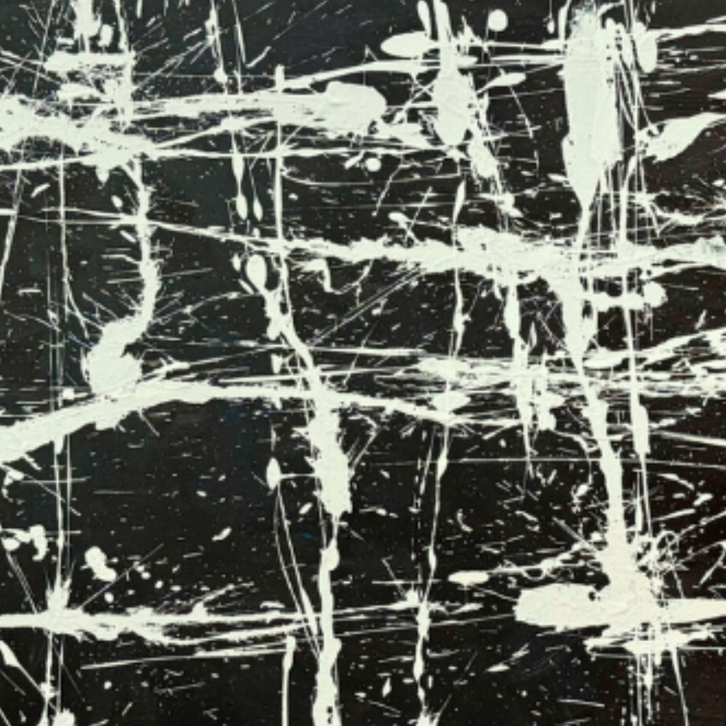Pollock-Inspired Black & White Grid Drip Painting – Hand-Painted Abstract Canvas Wall Art