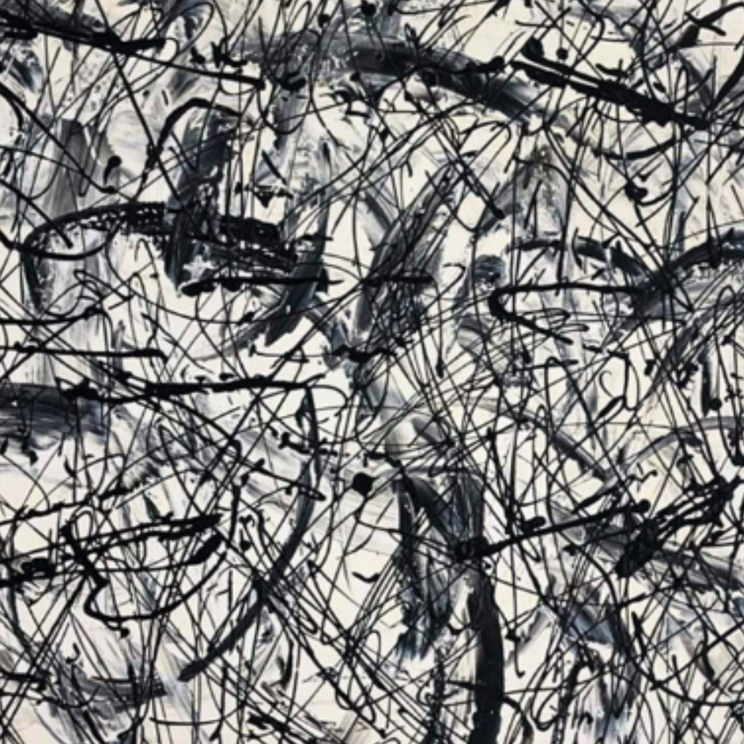 Pollock-Inspired Black & Grey Drip Painting – Hand-Painted Abstract Canvas Wall Art