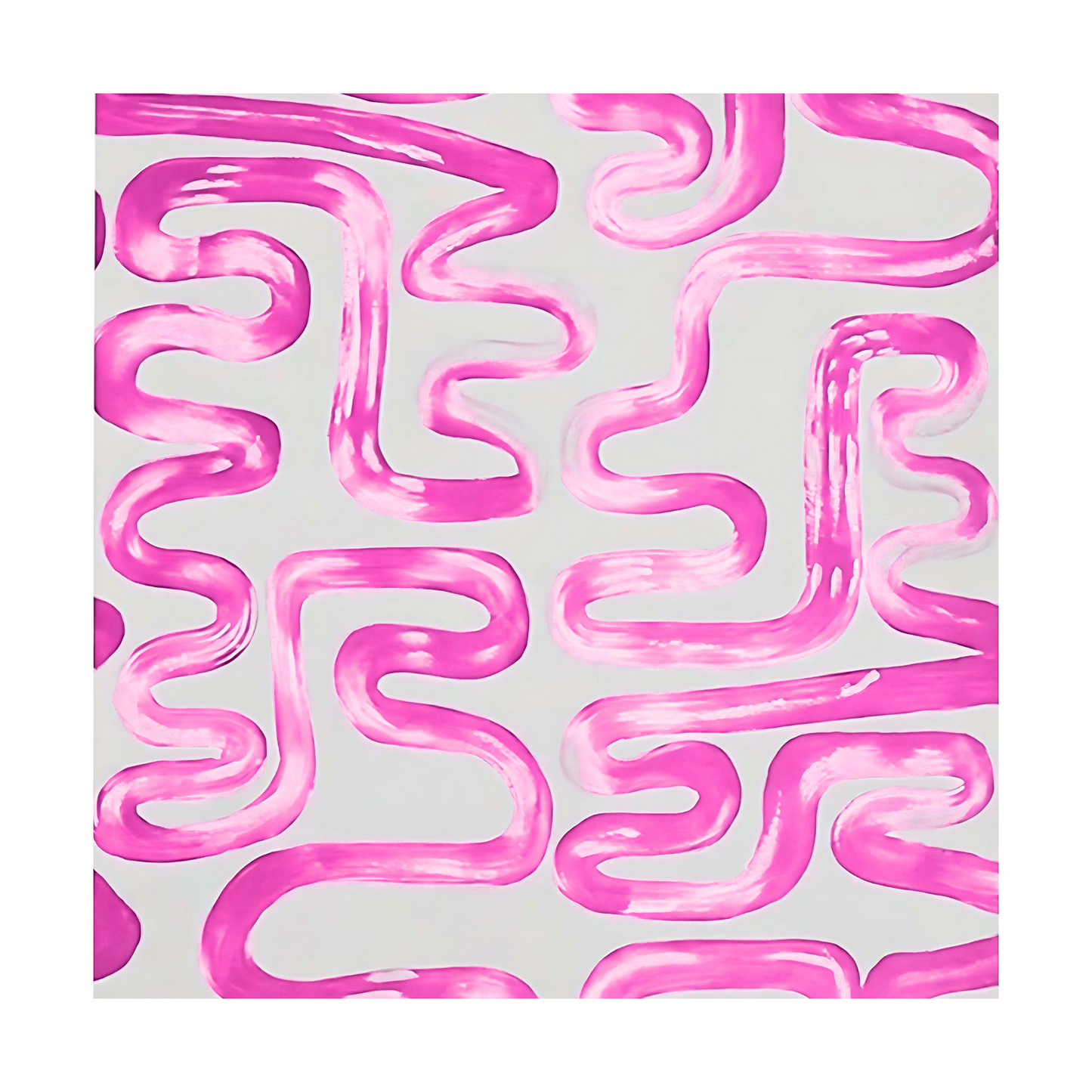 Abstract Greek Key Pink Painting – Hand-Painted Modern Wall Art