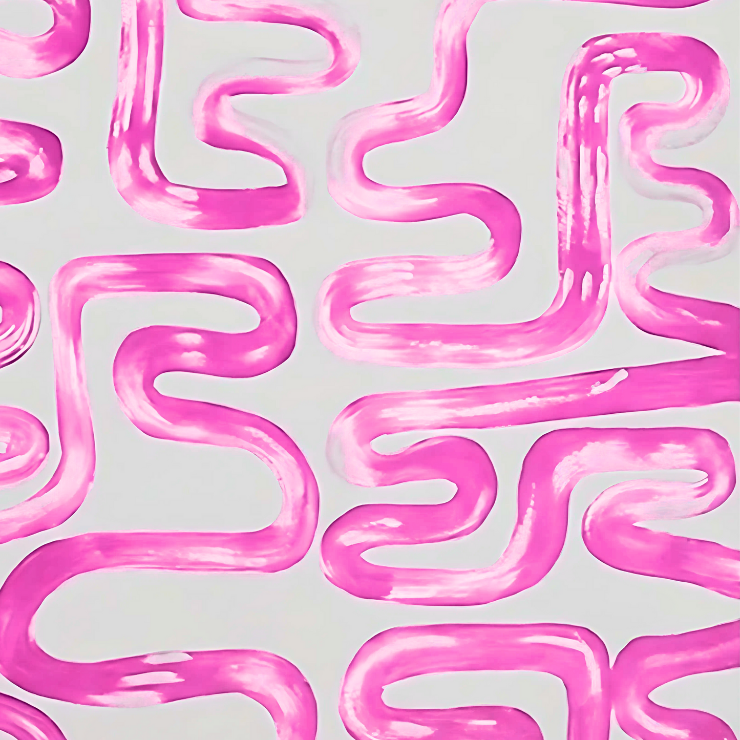 Abstract Greek Key Pink Painting – Hand-Painted Modern Wall Art