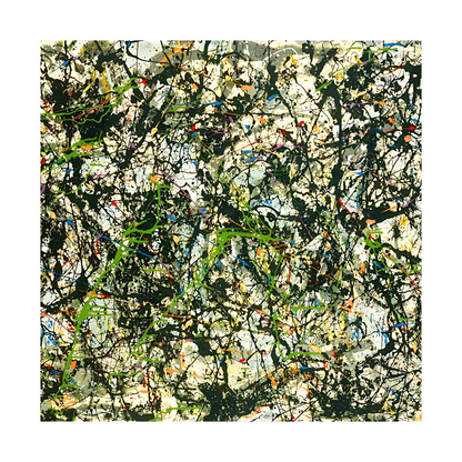 Pollock Style Abstract Drip Painting Green & Black – Chaos & Harmony Canvas Wall Art