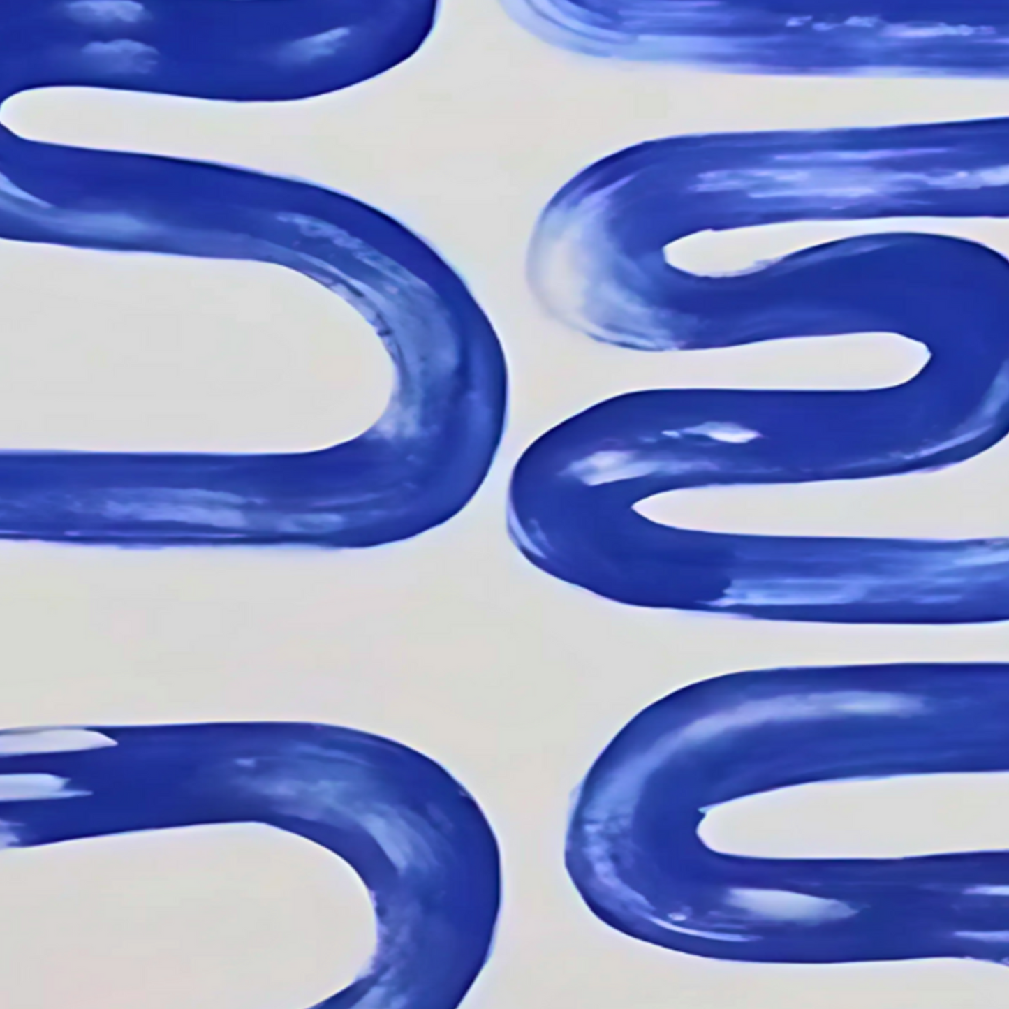 Abstract Greek Key Pattern Painting – Hand-Painted Blue & White Wall Art