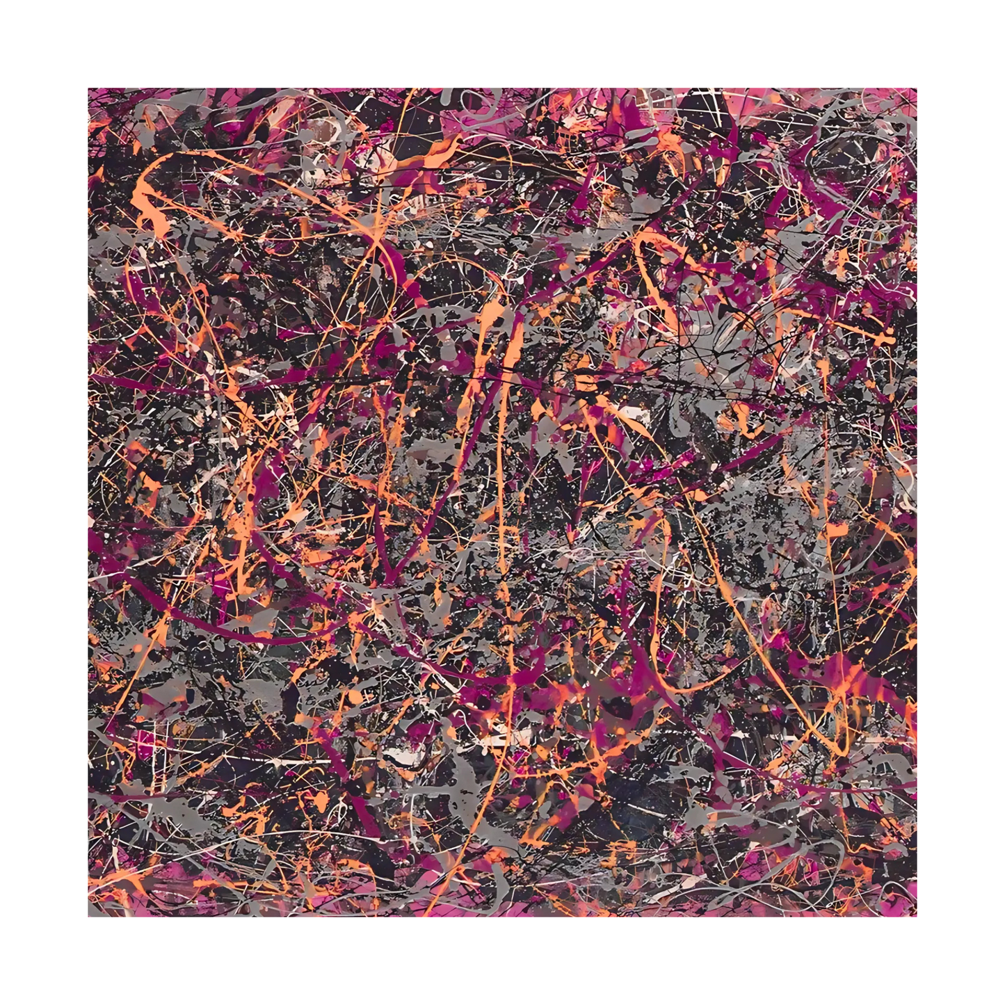 Pollock-Style Pink & Orange Abstract Art – Hand-Painted Modern Canvas