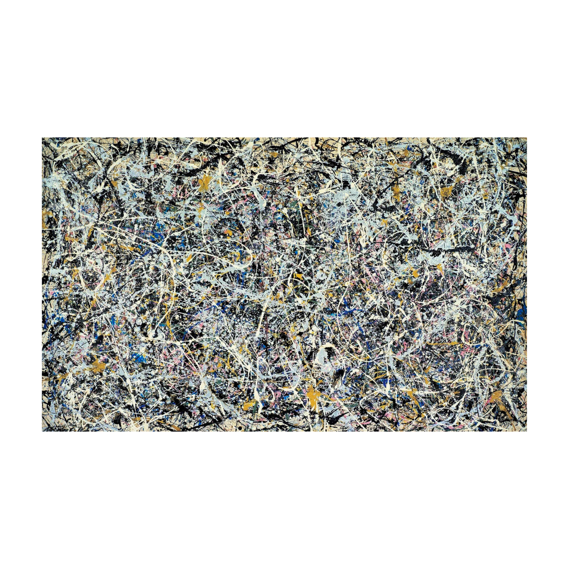 Abstract art with splashes of color on a white background