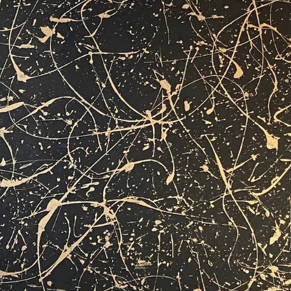Pollock-Style Black & Gold Abstract Painting – Hand-Painted Modern Wall Art