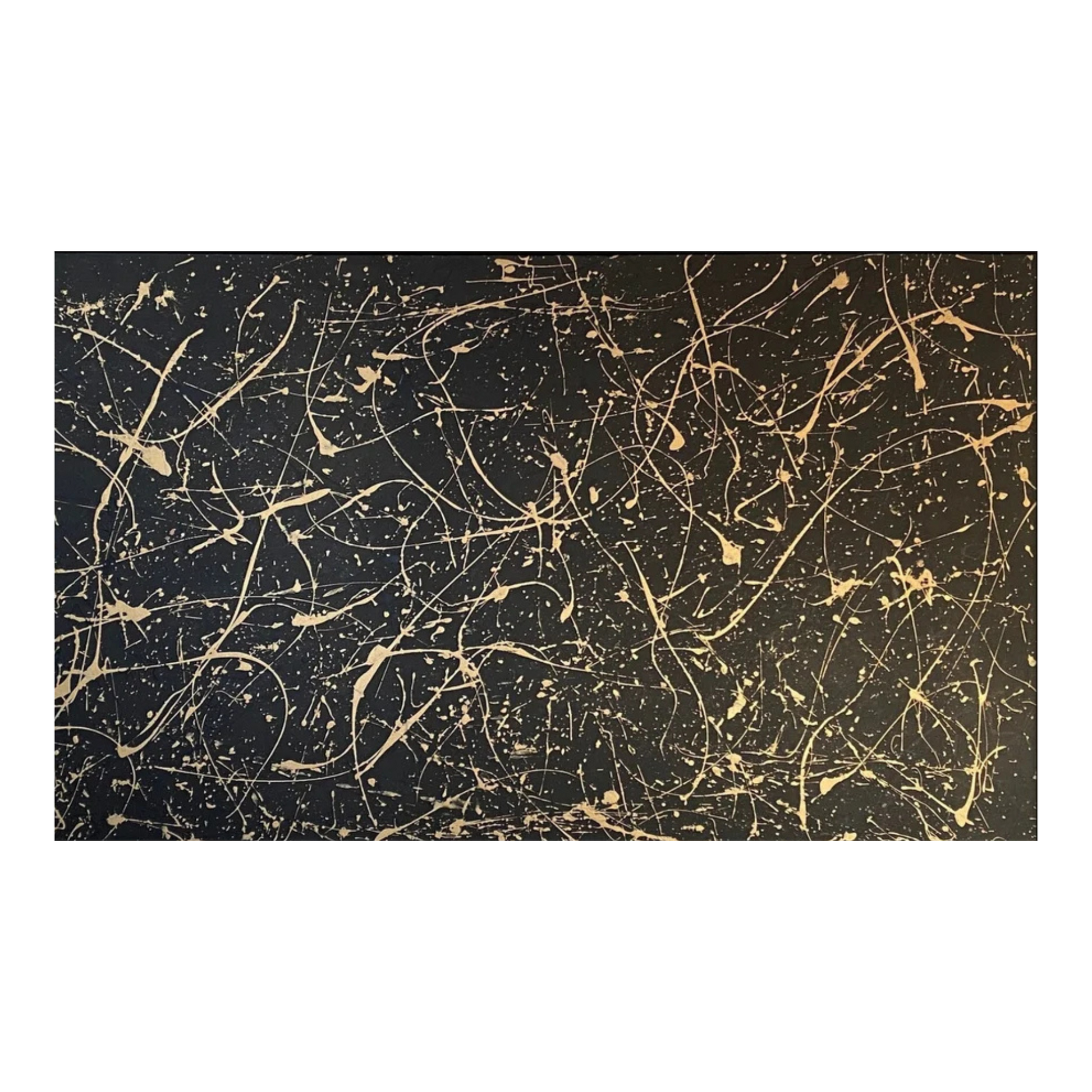 Black surface with gold abstract scratch pattern