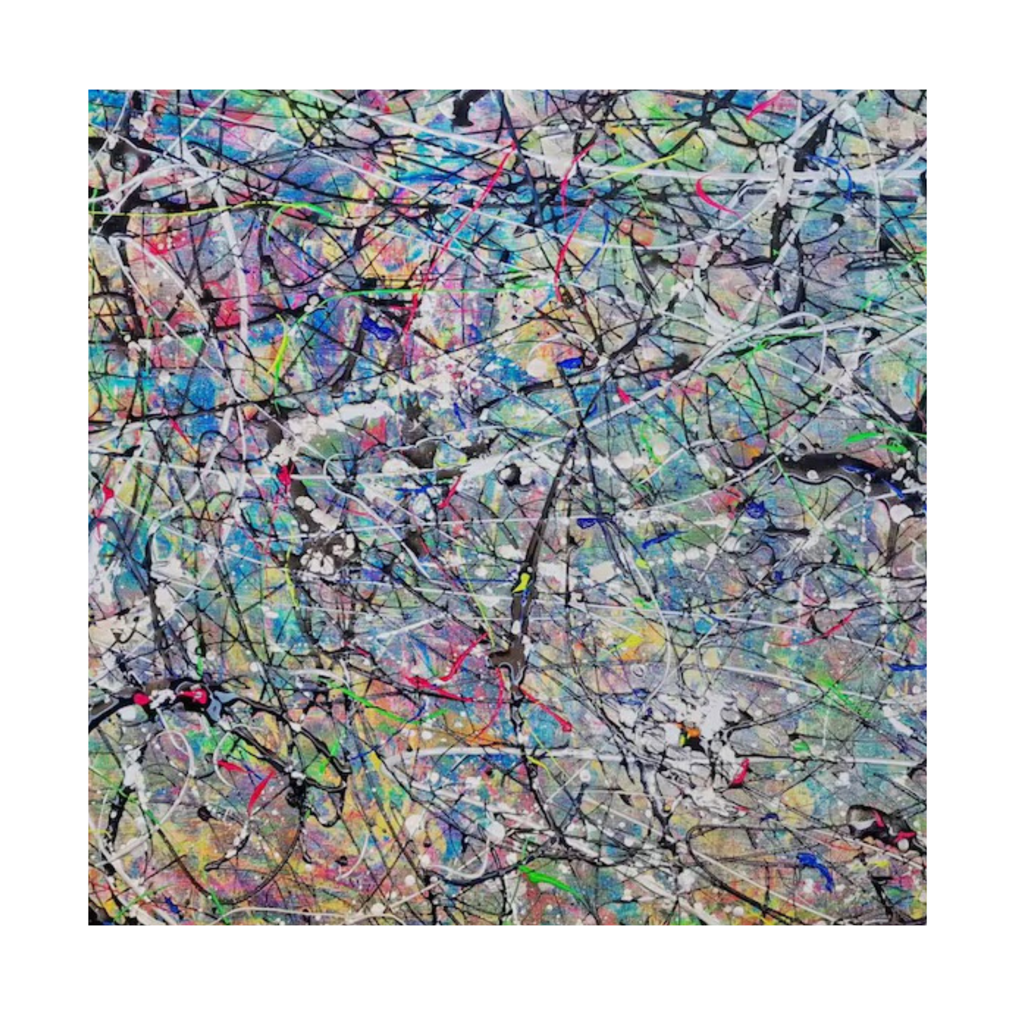 Pollock-Style Multicolour Abstract Drip Painting – Hand-Painted Modern Wall Art
