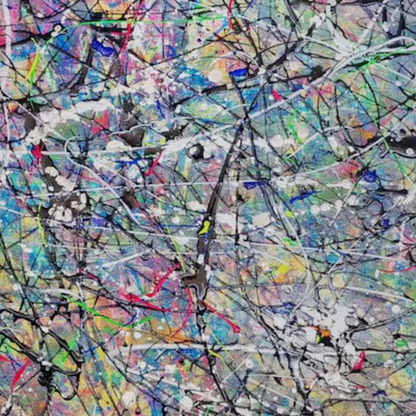 Art mural de style Pollok expressionniste bleu foncé