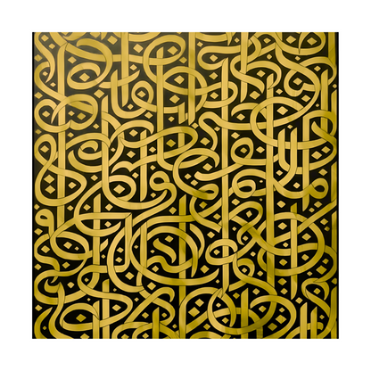 Persian Calligraphy Wall Art – Hand-Painted Gold & Black Canvas