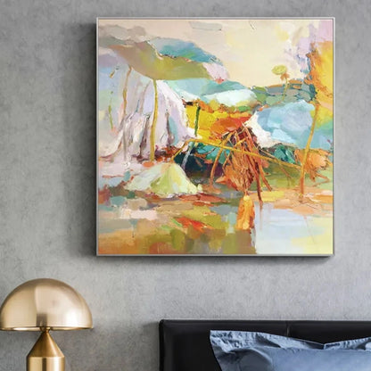  Abstract Monet Inspired Water Lily Colourful Painting