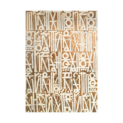 Beige & White Abstract Calligraphic Graffiti – Hand-Painted Modern Wall Art