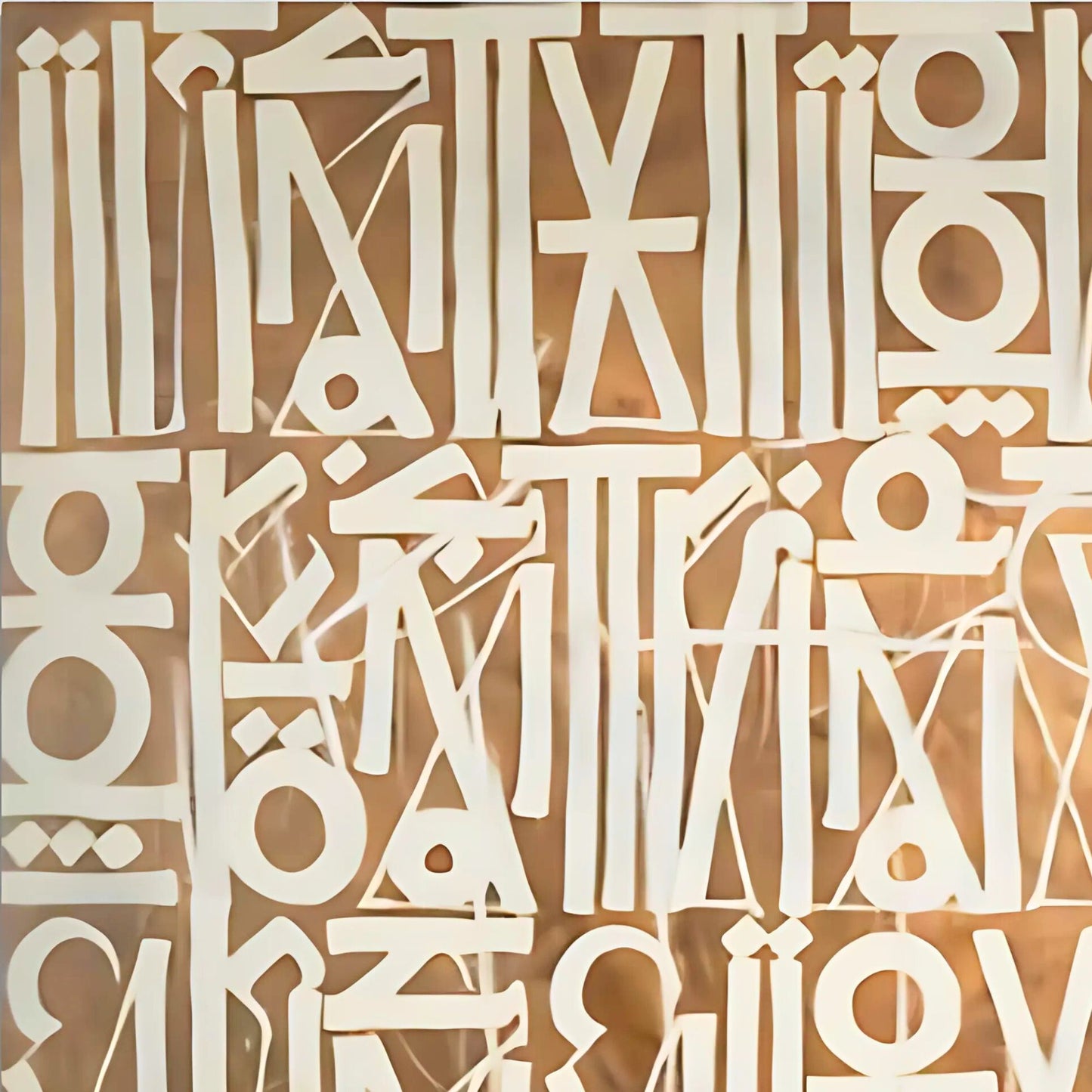 RETNA Style Beige & White Graffiti Abstract – Hand-Painted Modern Wall Art