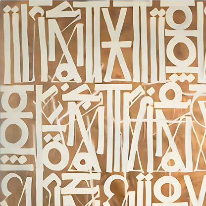 Beige & White Abstract Calligraphic Graffiti – Hand-Painted Modern Wall Art
