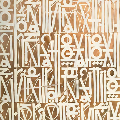 Beige & White Abstract Calligraphic Graffiti – Hand-Painted Modern Wall Art