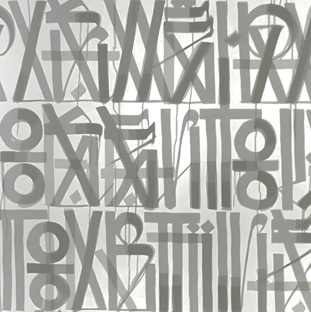 Retna-Inspired Grey Calligraffiti – Hand-Painted Modern Wall Art