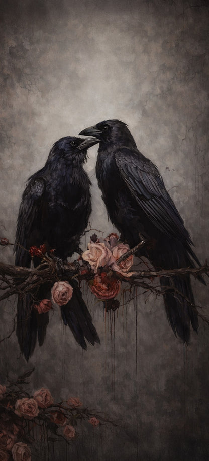 Romantic Gothic Crows – Dark Rose Halloween Art