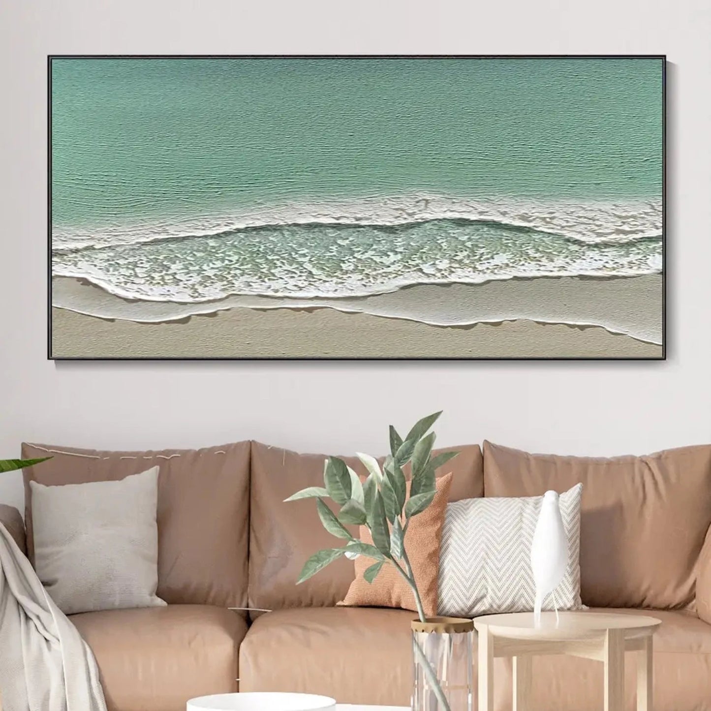 Emerald Calm Island Beach 3D Textured Oil Painting