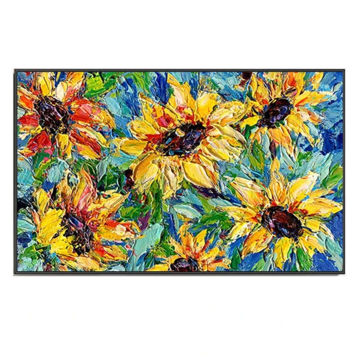 Acrylic Blossom Sunflowers Palette Knife Wall Art