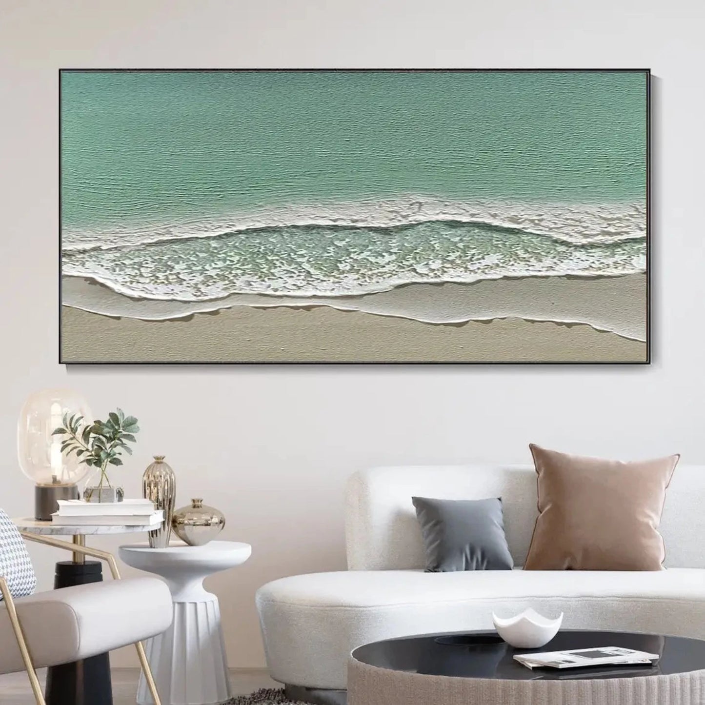 Emerald Calm Island Beach 3D Textured Oil Painting