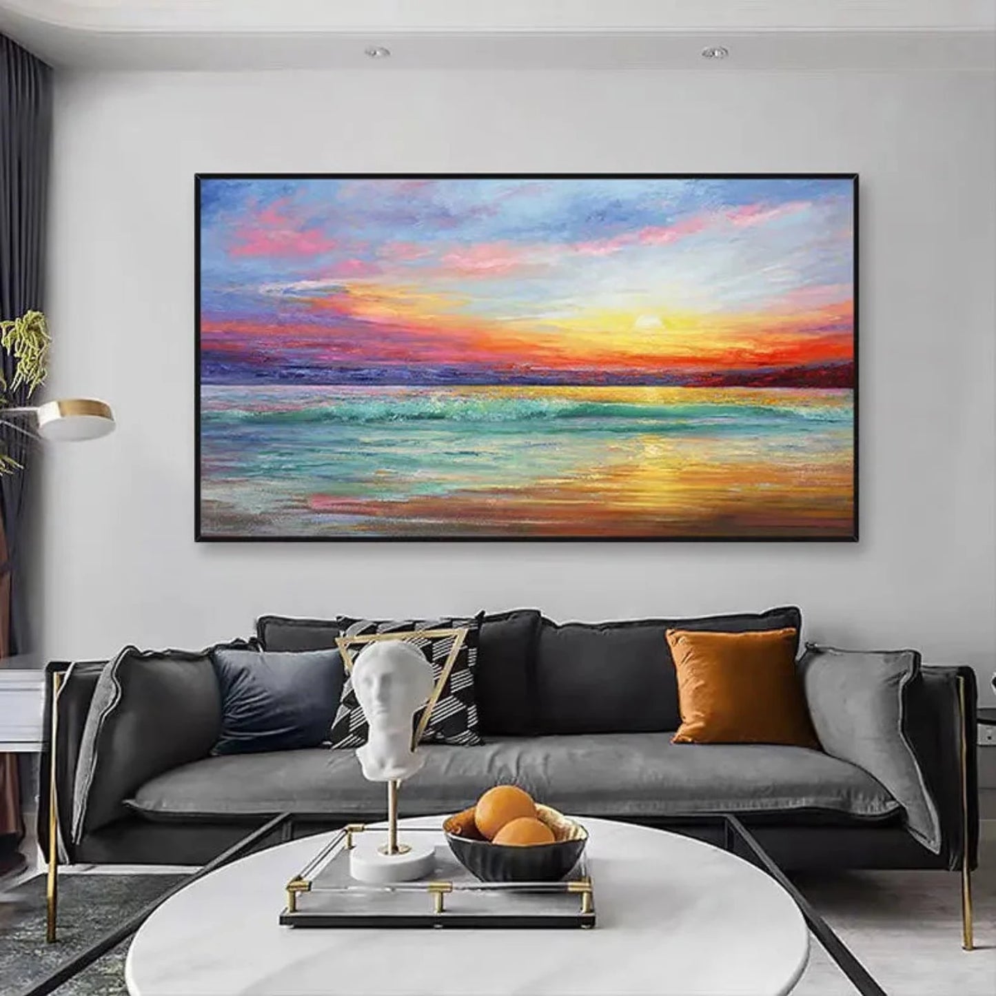 Colourful Textured Beach Sunset Wall Hanging Art