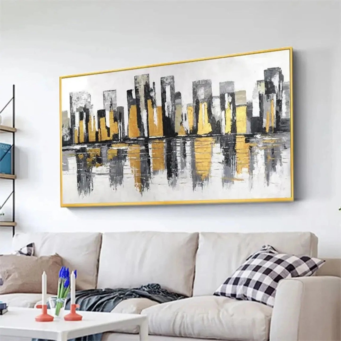 Textured Coastline Black Gold Cityscape Wall Art