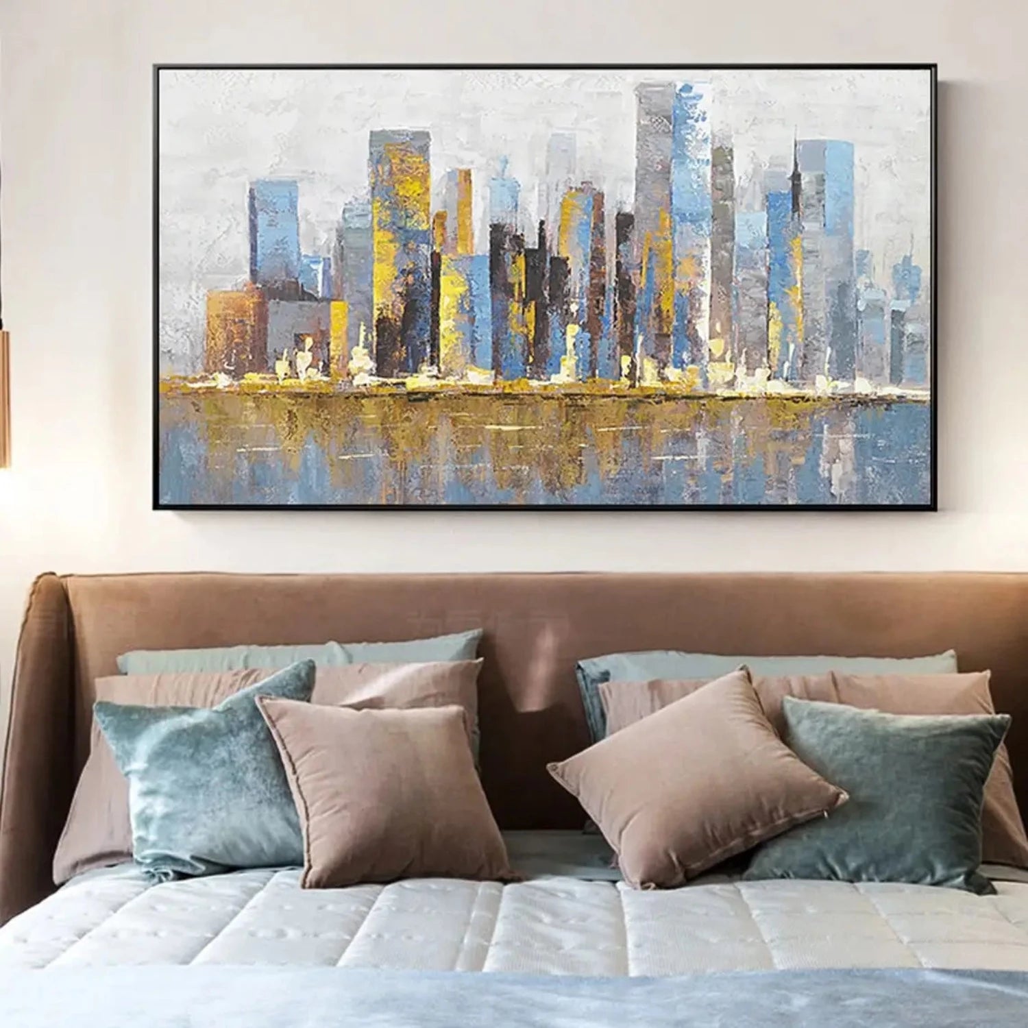 Abstract Riverside City Blue Texture Minimal Art – My Modern Art