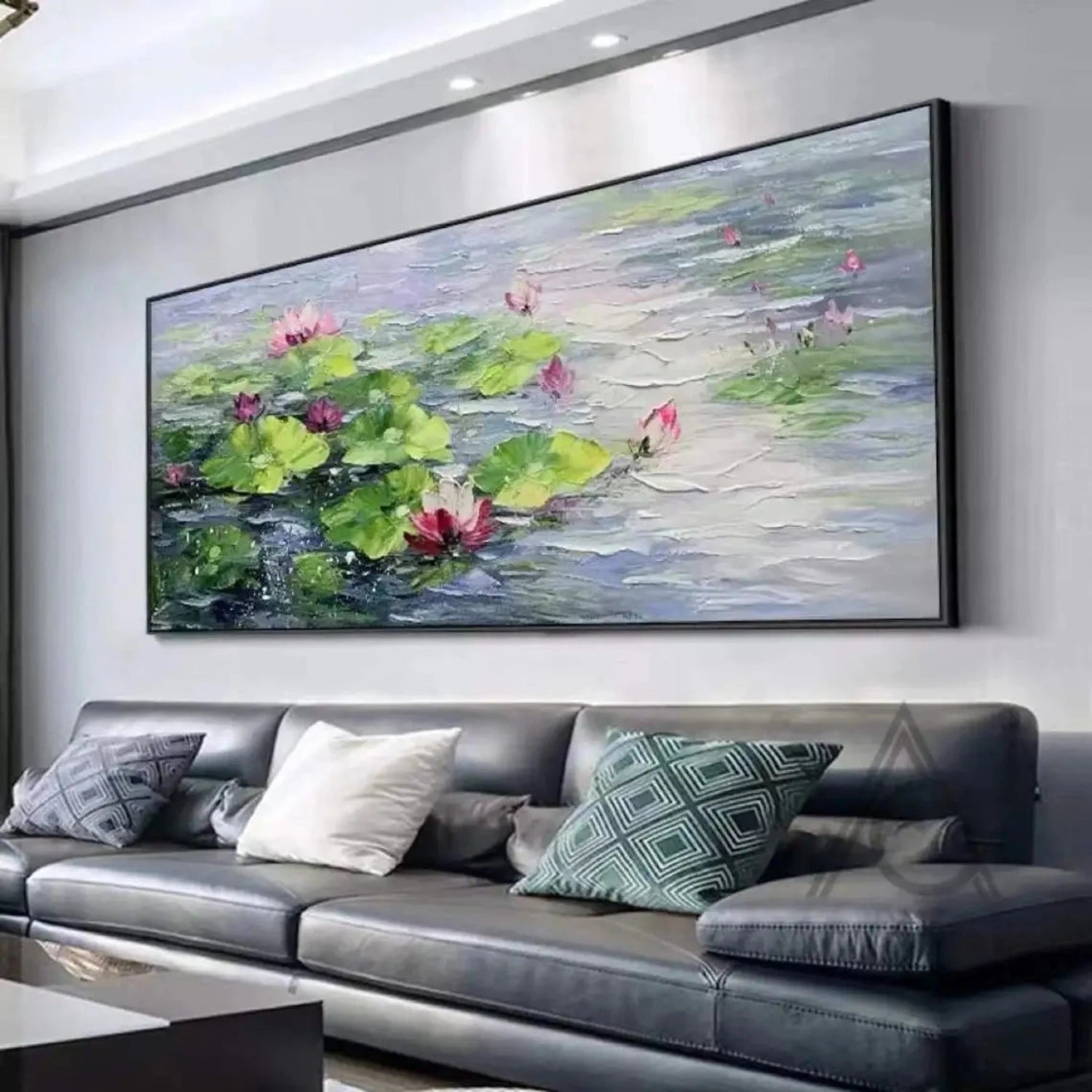 3D Palette Knife Textured Lotus Pond Wall Artwork