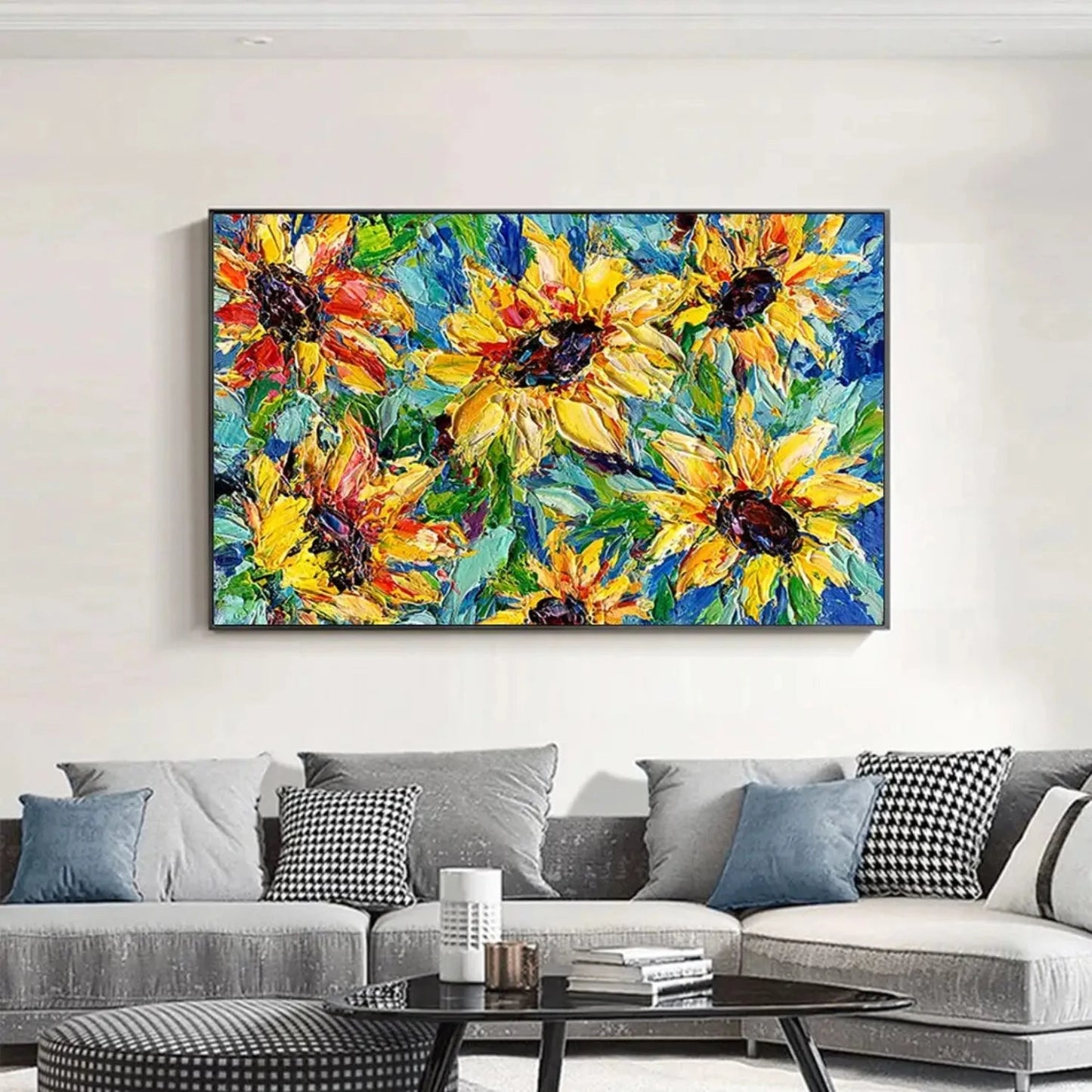 Acrylic Blossom Sunflowers Palette Knife Wall Art