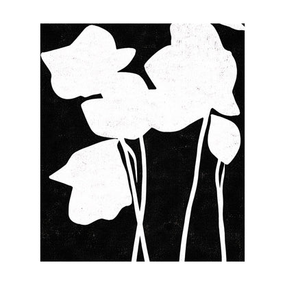 Silent Petals – Modern Black Floral Silhouette Canvas