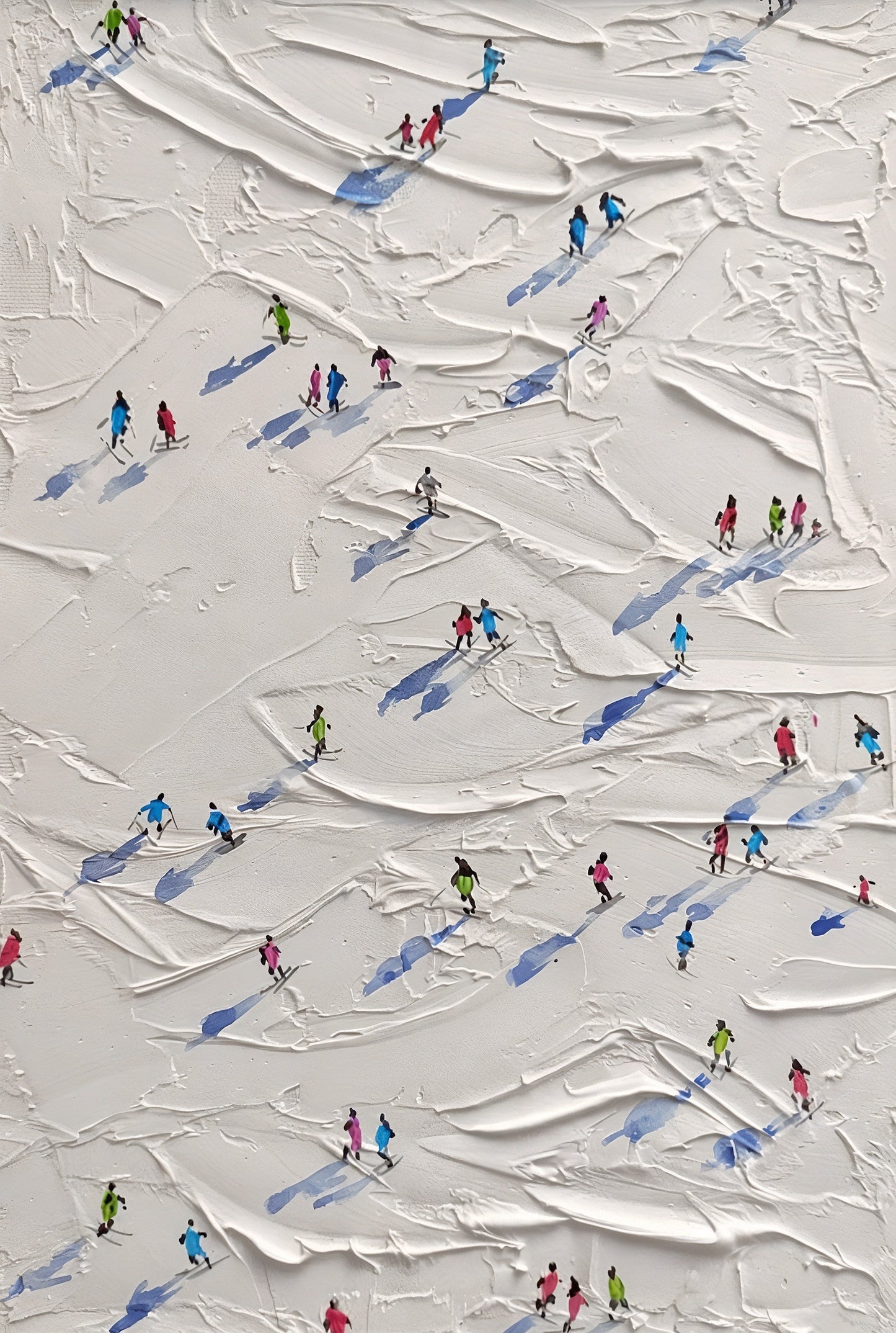 Snow Mountain Skiing Abstract Oil Painting Decor