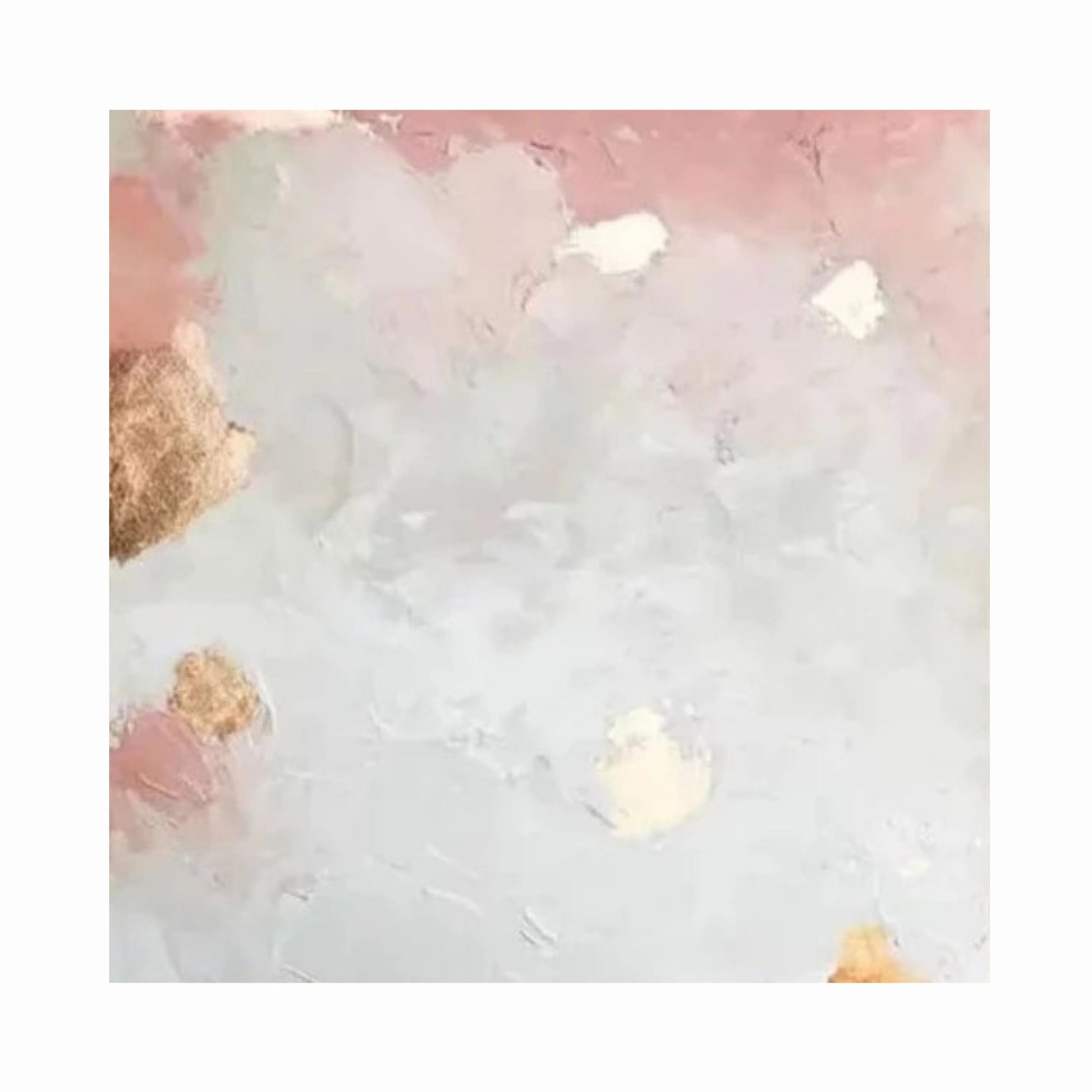 Abstract art with pink, gold, and white colors on a textured background