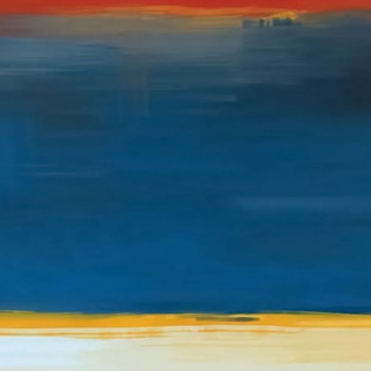 Hand-Painted Modern Abstract – Deep Blue & Golden Yellow