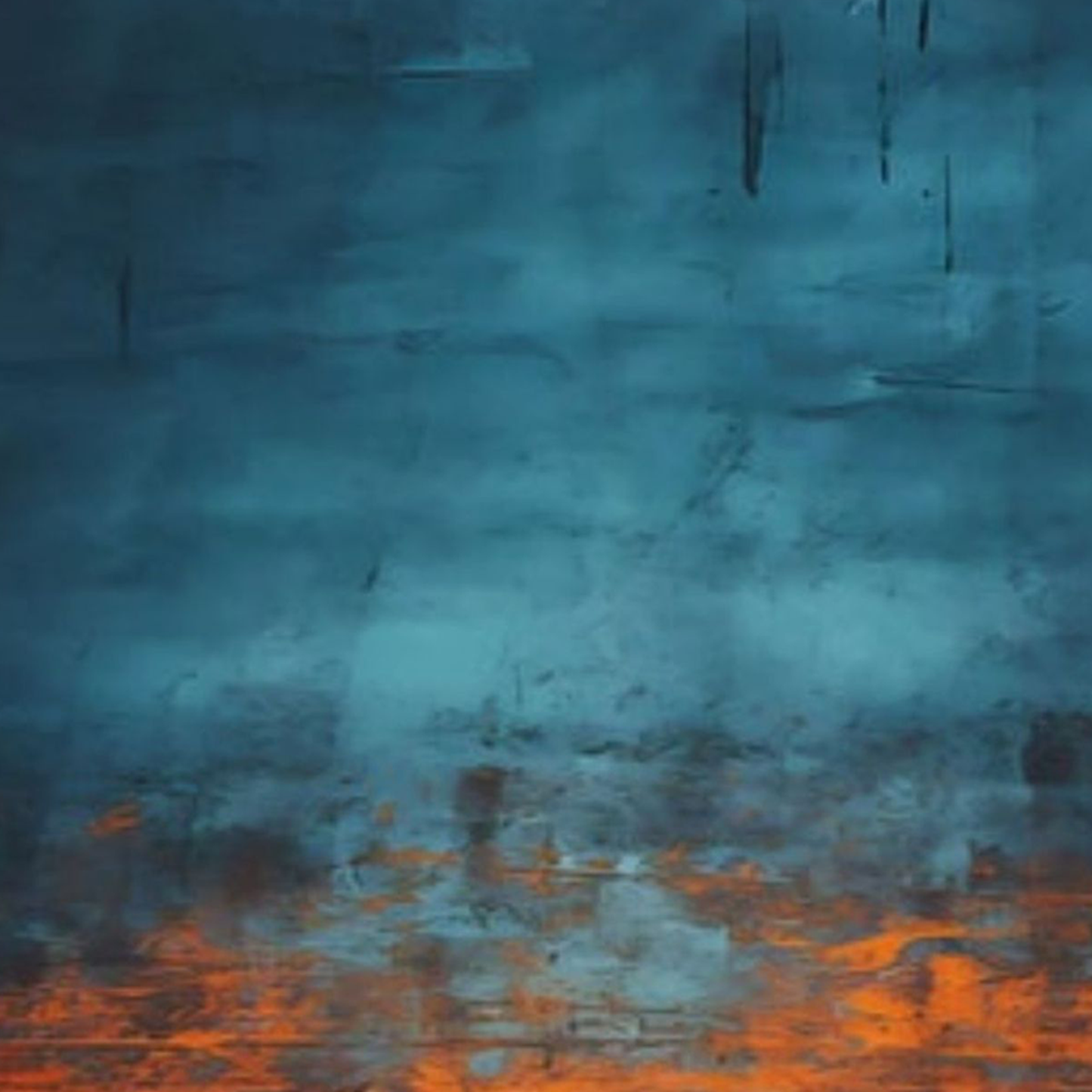 Bold Blue and Orange Abstract Oil Canvas, Modern Wall Art