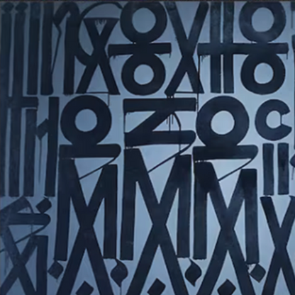 Deep Blue Calligraphic Abstract Canvas – Hand-Painted Modern Wall Art